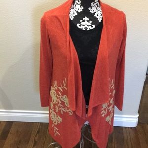 Flowing embroidered cardigan style sweater